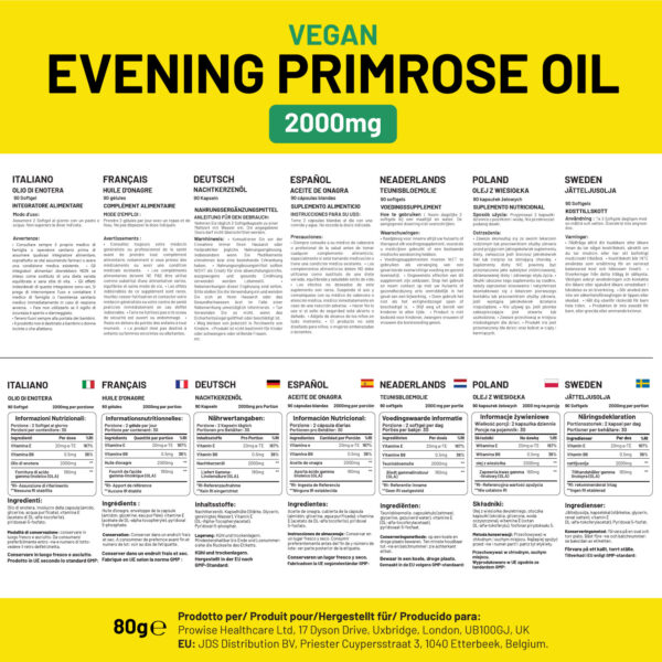 Vegan Evening Primrose Oil 2000mg with Vitamin E & B6 ? 60 Vegan Softgels| Pure Cold Pressed I 180mg GLA per Capsule I Women's Health I Premium Quality I by Prowise Healthcare - Image 6