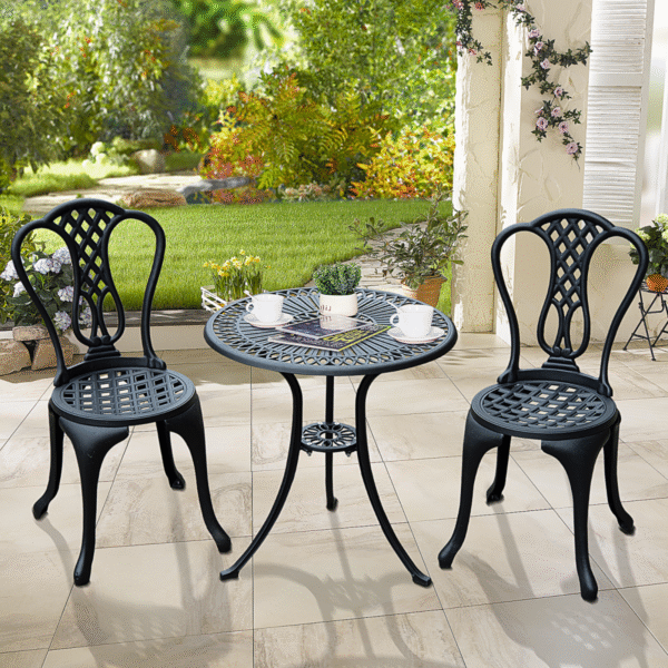 3 Pc Cast Aluminium Bistro Set - Image 2
