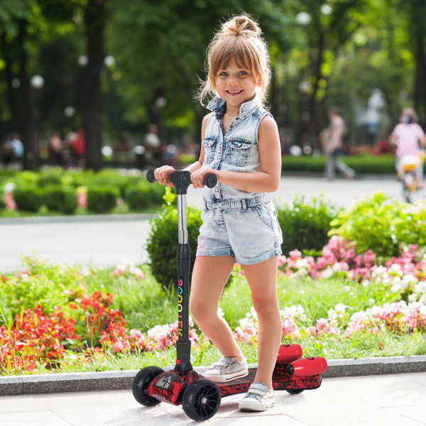 Child Wheel E-Scooter Light Music Water Spray Rechargeable 3-6 Yrs Red - Image 2