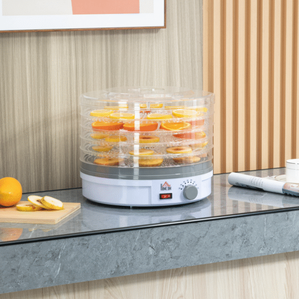 5 Tier Food Dehydrator 245W Stainless Steel Food Dryer Machine Timer LCD White - Image 2