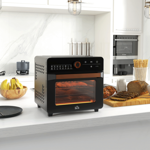 HOMCOM Air Fryer Oven 20L Countertop Mini Oven with 17 Presets 1400W Black - Image 2