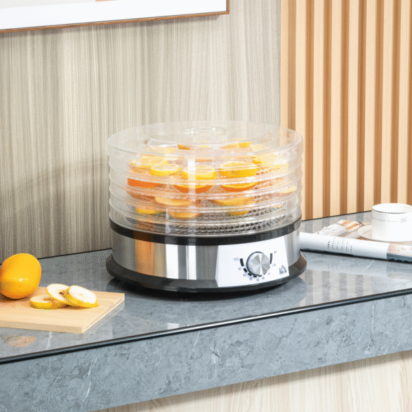 5 Tier Food Dehydrator 250W Stainless Steel Food Dryer Machine Silver - Image 2