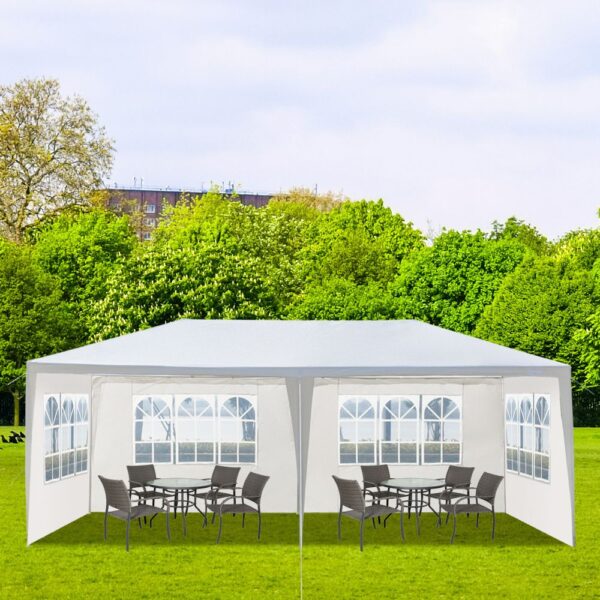 10'X20' Outdoor Party Tent with 4 Removable Sidewalls, Waterproof Canopy Patio Wedding Gazebo, White - Image 3