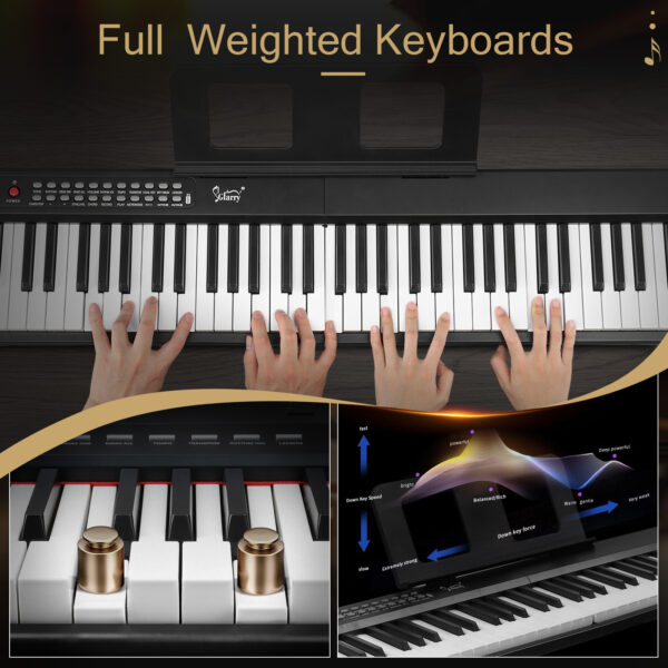 Glarry GPP-106 88 Key Folding Piano Semi-Weighted Standard Keyboards Digital Piano with MIDI Bluetooth, Handbag，Headphone，for Piano Lover Black color - Image 6