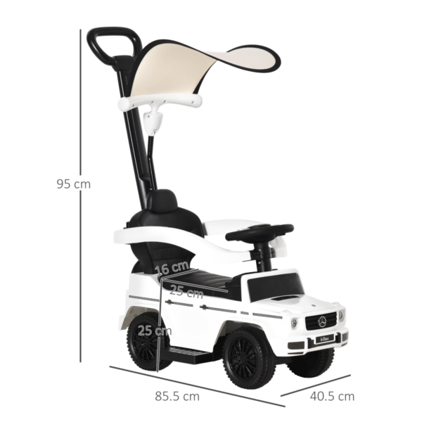 Benz G350 Ride-on Sliding Car Floor Slider Stroller Kids Vehicle, White HOMCOM - Image 3