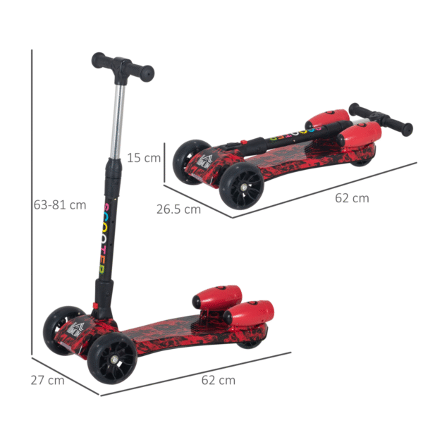 Child Wheel E-Scooter Light Music Water Spray Rechargeable 3-6 Yrs Red - Image 3