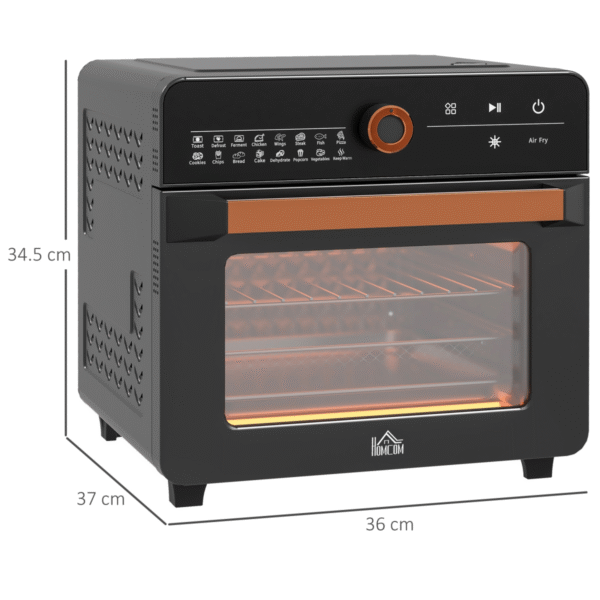 HOMCOM Air Fryer Oven 20L Countertop Mini Oven with 17 Presets 1400W Black - Image 3