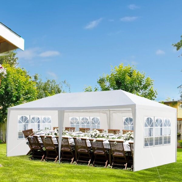 10'X20' Outdoor Party Tent with 4 Removable Sidewalls, Waterproof Canopy Patio Wedding Gazebo, White - Image 4
