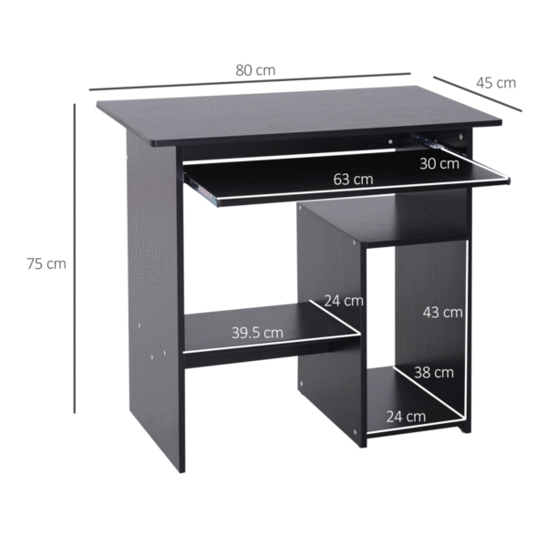Computer Desk, 73.5H cm-Black - Image 3