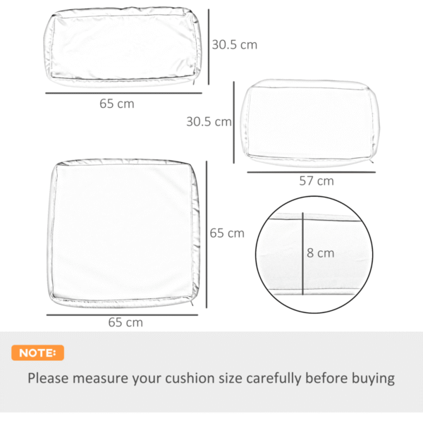 12-Piece Cusion Replacement for Outdoor Garden Rattan Furniture Beige - Image 3