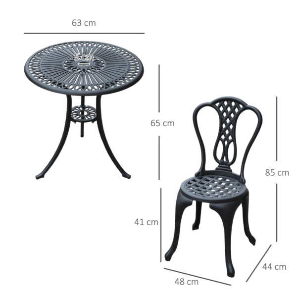 3 Pc Cast Aluminium Bistro Set - Image 3