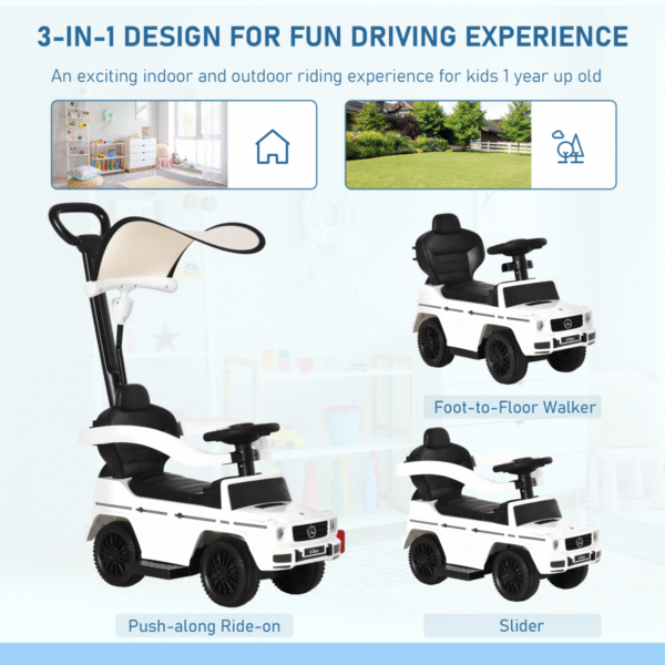 Benz G350 Ride-on Sliding Car Floor Slider Stroller Kids Vehicle, White HOMCOM - Image 4