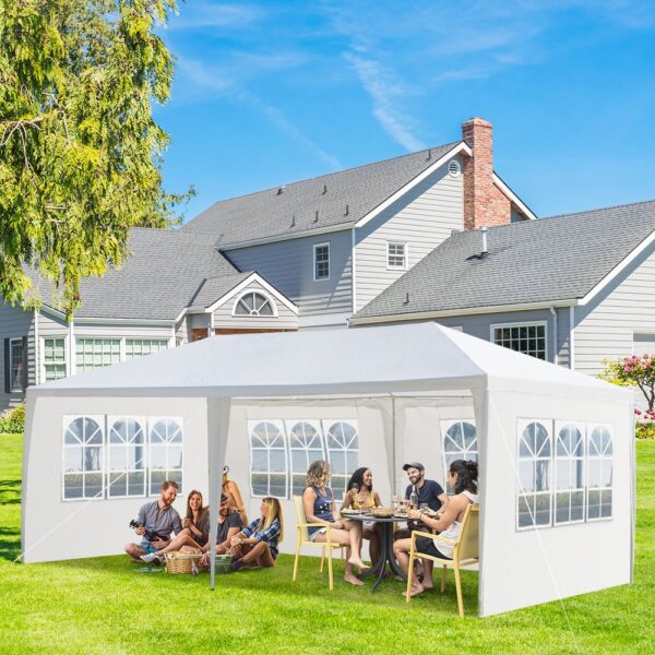 10'X20' Outdoor Party Tent with 4 Removable Sidewalls, Waterproof Canopy Patio Wedding Gazebo, White - Image 5