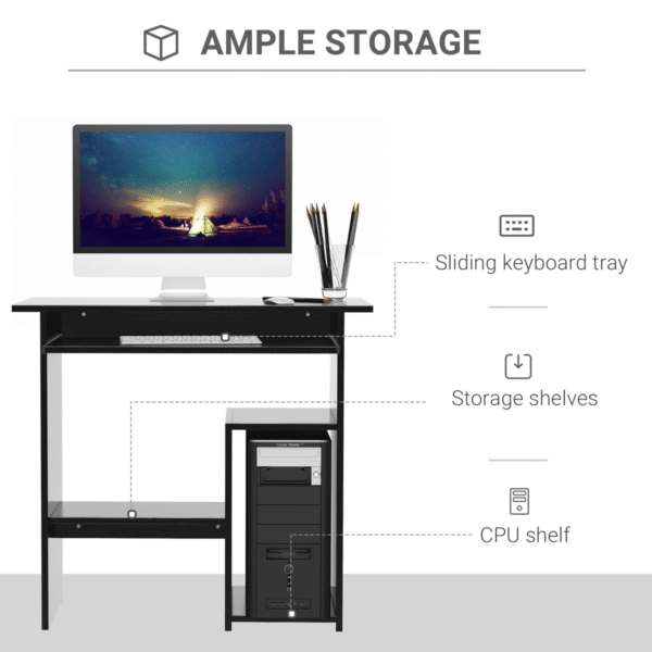 Computer Desk, 73.5H cm-Black - Image 4