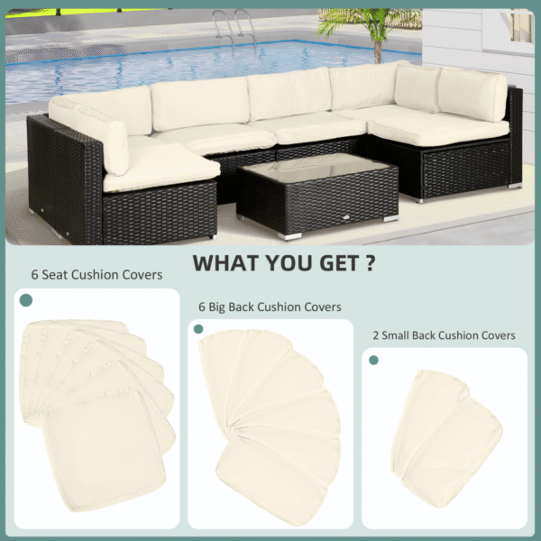 12-Piece Cusion Replacement for Outdoor Garden Rattan Furniture Beige - Image 4