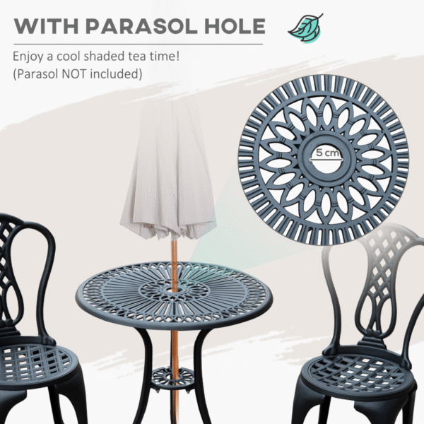 3 Pc Cast Aluminium Bistro Set - Image 4