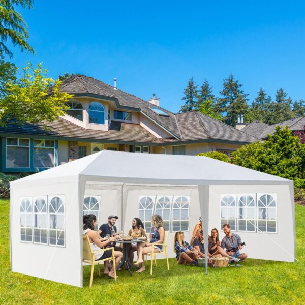 10'X20' Outdoor Party Tent with 4 Removable Sidewalls, Waterproof Canopy Patio Wedding Gazebo, White - Image 6