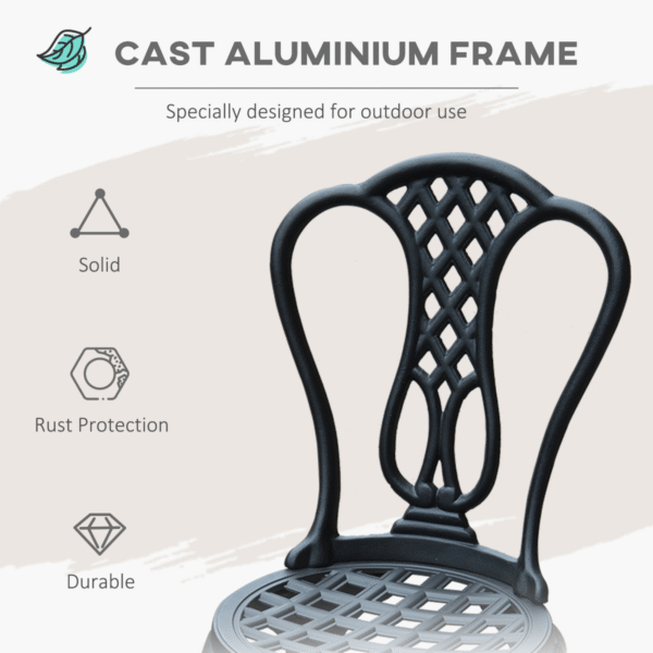 3 Pc Cast Aluminium Bistro Set - Image 5