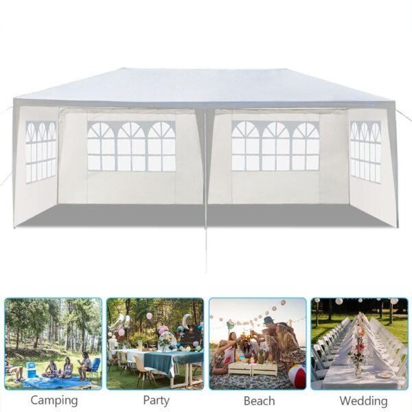 10'X20' Outdoor Party Tent with 4 Removable Sidewalls, Waterproof Canopy Patio Wedding Gazebo, White - Image 7