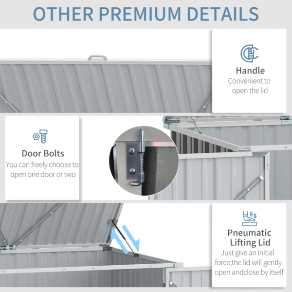 2-Bin Steel Rubbish Storage Shed w/ Double Locking Doors Outsunny - Image 6