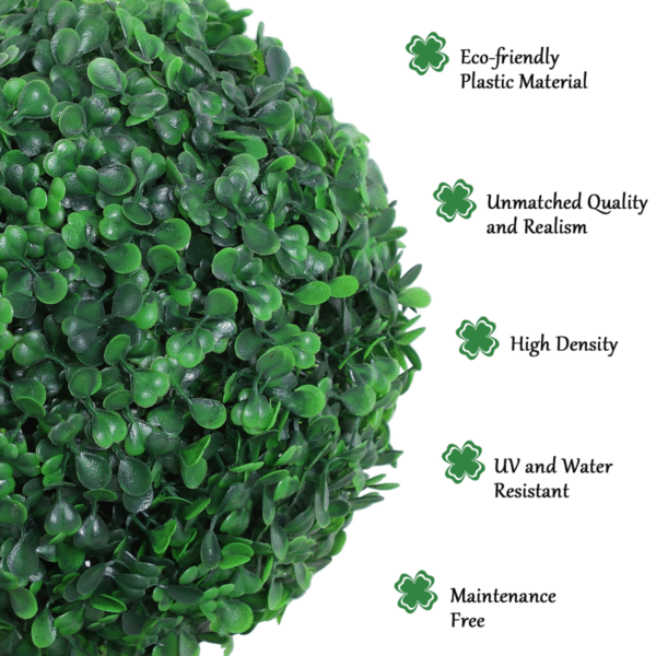 PE Set of 2 Artificial Boxwood Three Balls Topiary Plant Tree's Green - Image 6
