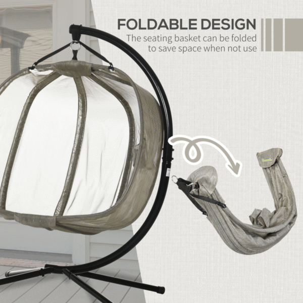 Double Hanging Egg Chair 2 Seaters Swing Hammock w/ Cushion, Brown - Image 6