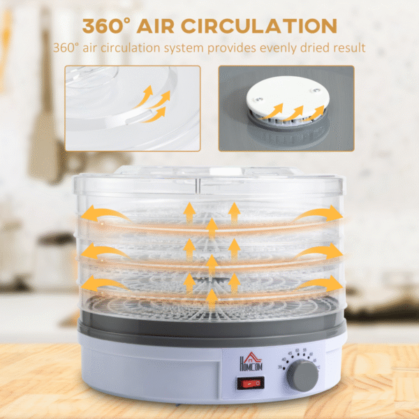 5 Tier Food Dehydrator 245W Stainless Steel Food Dryer Machine Timer LCD White - Image 6