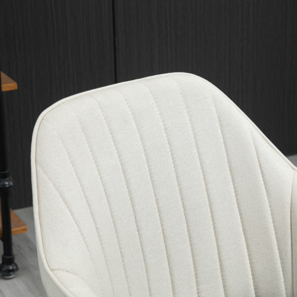 Leisure Office Chair Linen Swivel Desk Chair Home Study Wheel, Beige Vinsetto - Image 7