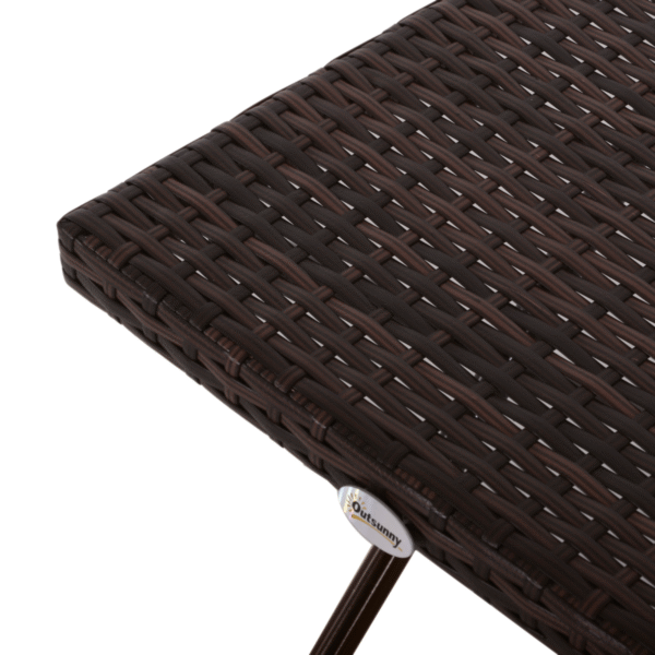 Folding Square Rattan Coffee Table Bistro Balcony Garden Steel Outdoor - Image 7