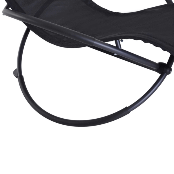 Orbital Sun Lounger Rocking Chair Outdoor Zero Gravity Folding w/ Pillow Black - Image 7