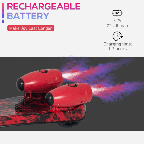 Child Wheel E-Scooter Light Music Water Spray Rechargeable 3-6 Yrs Red - Image 7