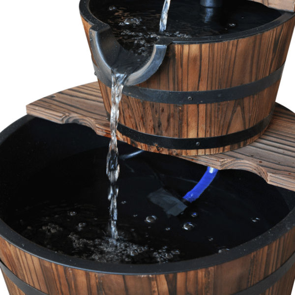 Wooden Water Pump Fountain, 2 Tier-Fir Wood/Steel - Image 7