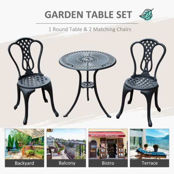 3 Pc Cast Aluminium Bistro Set - Image 8