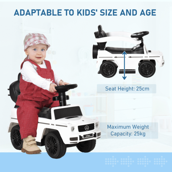 Benz G350 Ride-on Sliding Car Floor Slider Stroller Kids Vehicle, White HOMCOM - Image 8