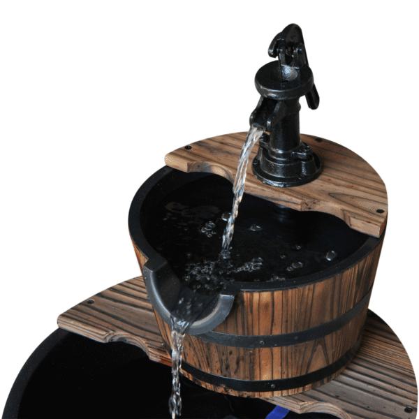 Wooden Water Pump Fountain, 2 Tier-Fir Wood/Steel - Image 8