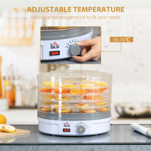 5 Tier Food Dehydrator 245W Stainless Steel Food Dryer Machine Timer LCD White - Image 8