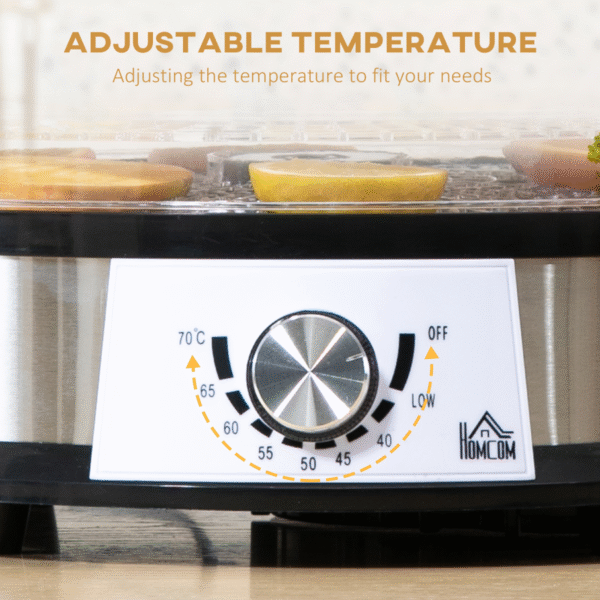 5 Tier Food Dehydrator 250W Stainless Steel Food Dryer Machine Silver - Image 8