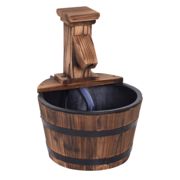 Wood Barrel Pump Patio Water Fountain Water Feature Electric Garden - Image 8