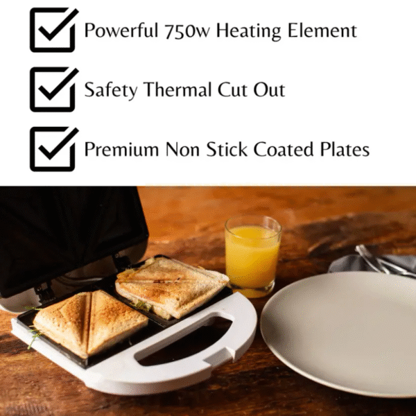 Domestic King 2 Slice White Sandwich Maker 750W- DK180100 - Image 5