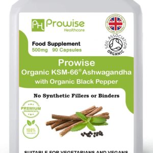 KSM-66 Ashwagandha with Organic Black Pepper 500mg 90 Capsules