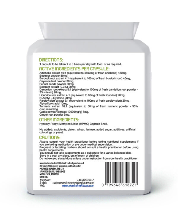 Liver and Gallbladder 500mg 60 Capsules by Prowise Healthcare - Image 2
