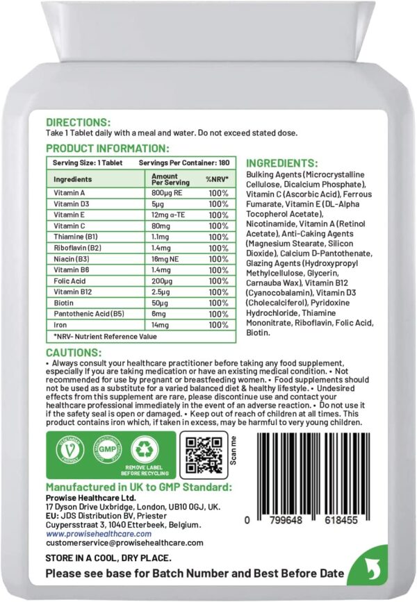 Multivits and Iron+ 180 Tablets by Prowise Healthcare - Image 3