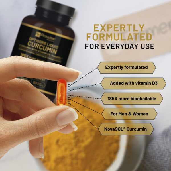 Optisorb Liquid Curcumin with Vitamin D - 60 Liqcaps - Image 2