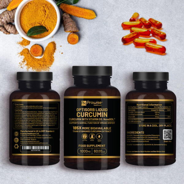 Optisorb Liquid Curcumin with Vitamin D - 60 Liqcaps - Image 5