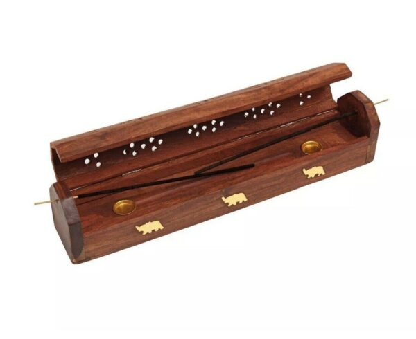 Wooden Incense Stick Holder Burning Joss Incense Box Incense Burner Ash Catcher - Image 2