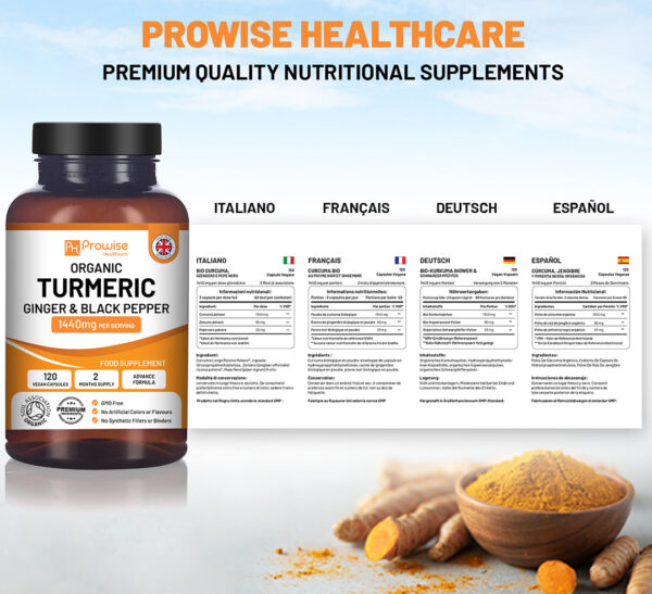 Prowise Turmeric Curcumin 1440mg with Black Pepper & Ginger - Image 3