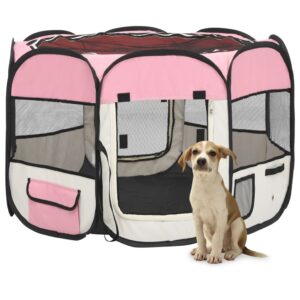 vidaXL Foldable Dog Playpen with Carrying Bag Black 90x90x58 cm
