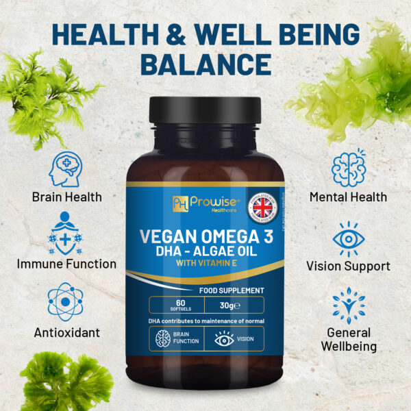 Prowise Vegan Omega-3 DHA from Algae Oil | 60 Softgels with Vitamin E - Image 3