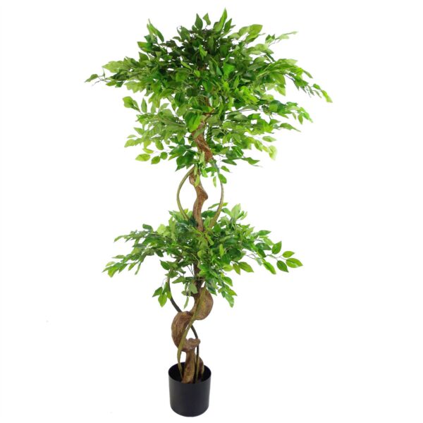 150cm Twisted Trunk Artificial Japanese Fruticosa Style Ficus Tree - Image 8