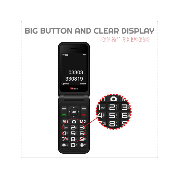 TTfone Red TT760 with USB Cable, Three Pay As You Go - Image 2